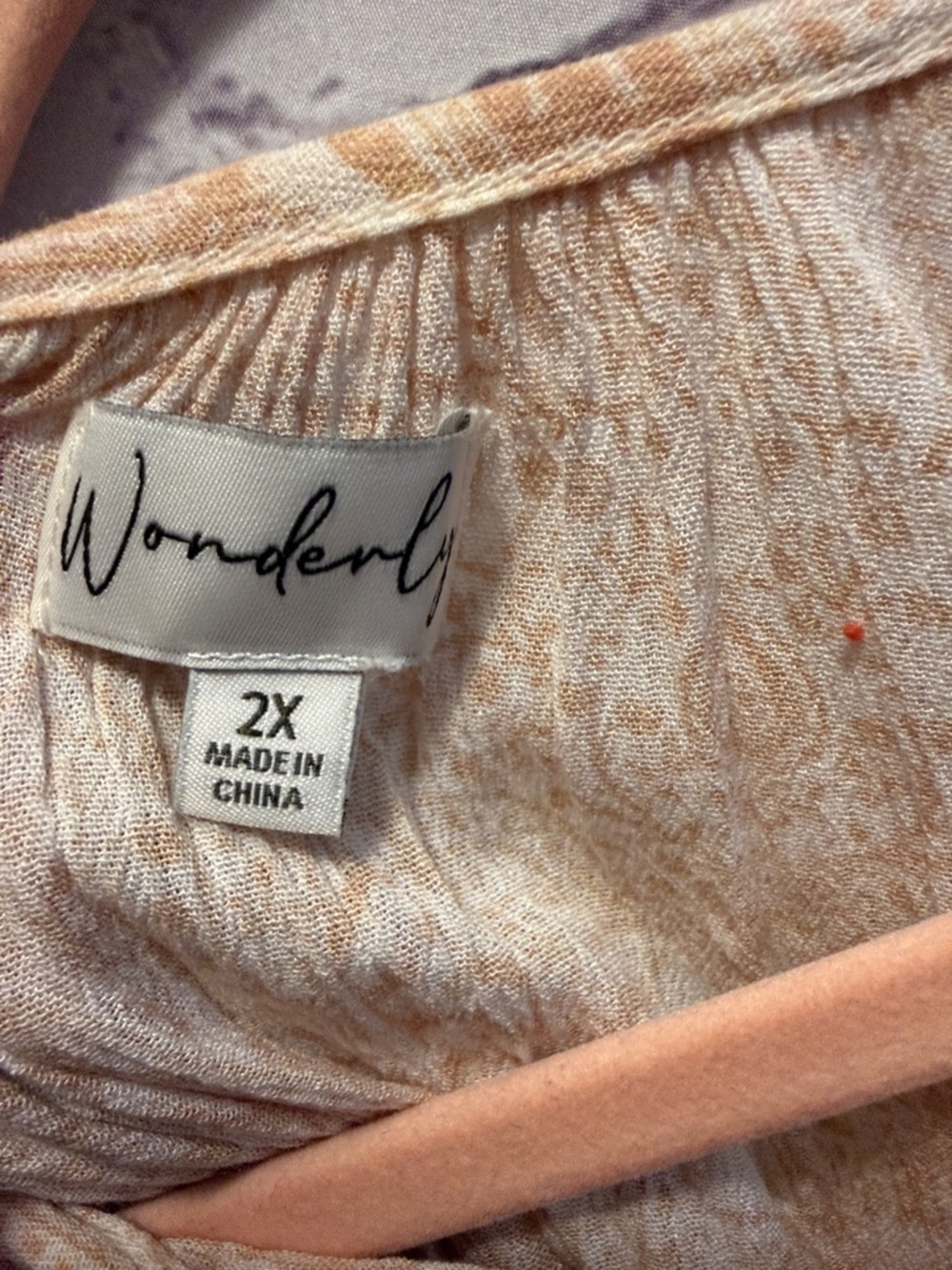 Wonderly Cream & Tan Boho Tie-Front Peasant Blouse - Picture 3 of 7